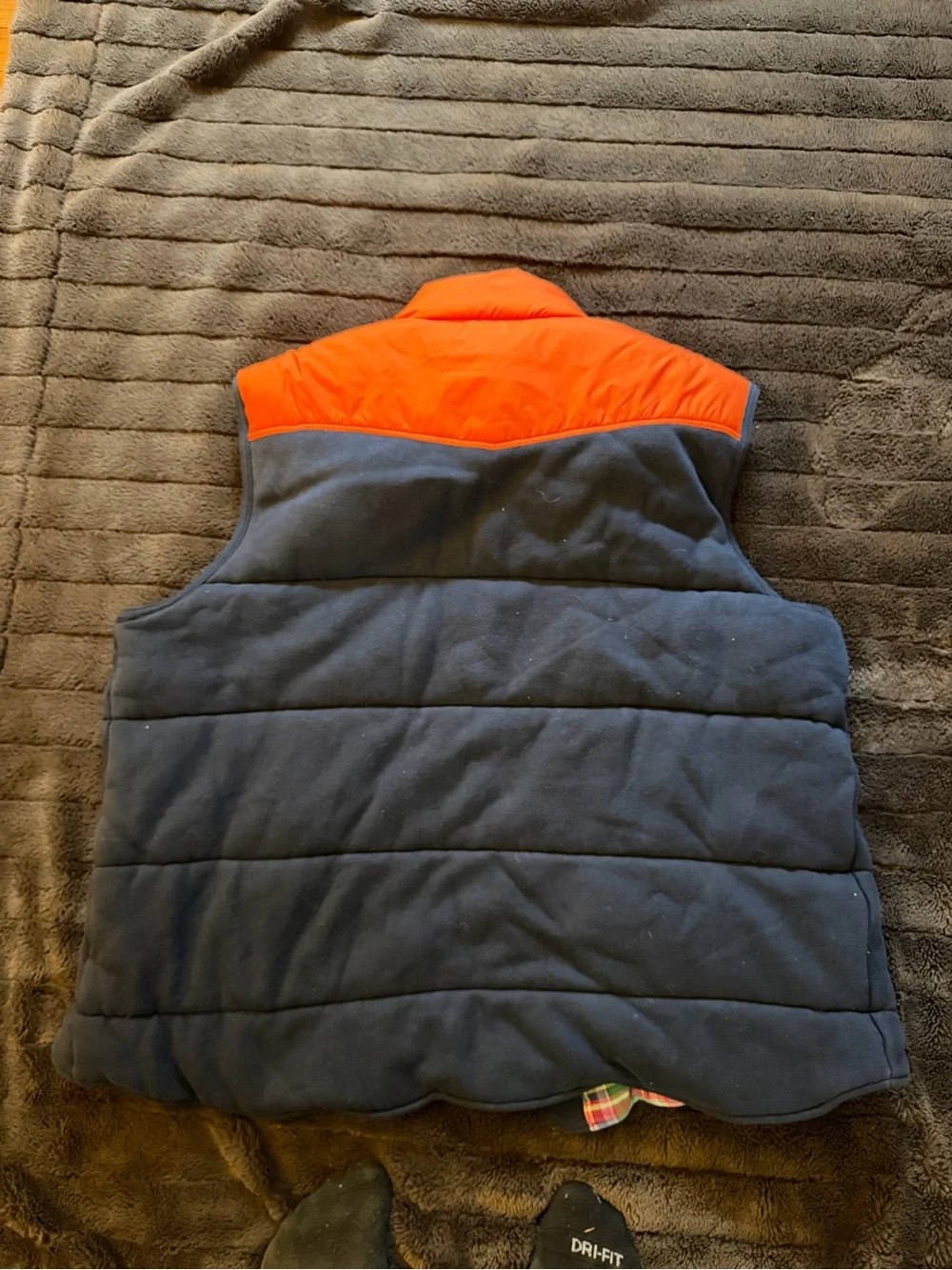 Ralph Lauren Navy Puffer Vest with Orange Yoke